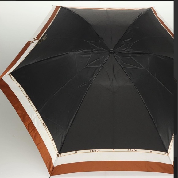FENDI Folding Umbrella Nylon Black Brown white - Picture 13 of 13